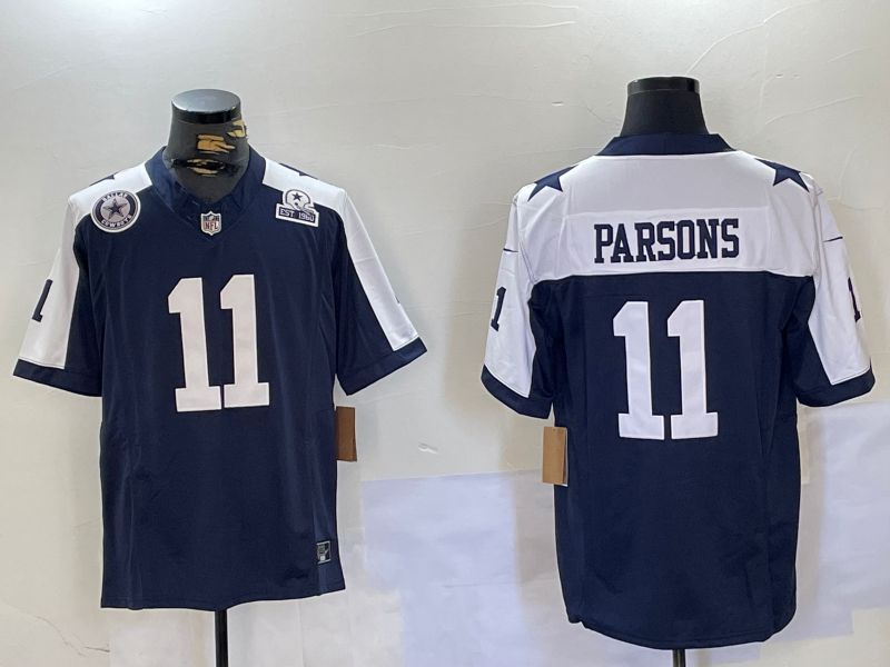 Men Dallas Cowboys #11 Parsons Blue 2024 Nike Three generations Vapor Limited NFL Jersey style 4->customized nhl jersey->Custom Jersey